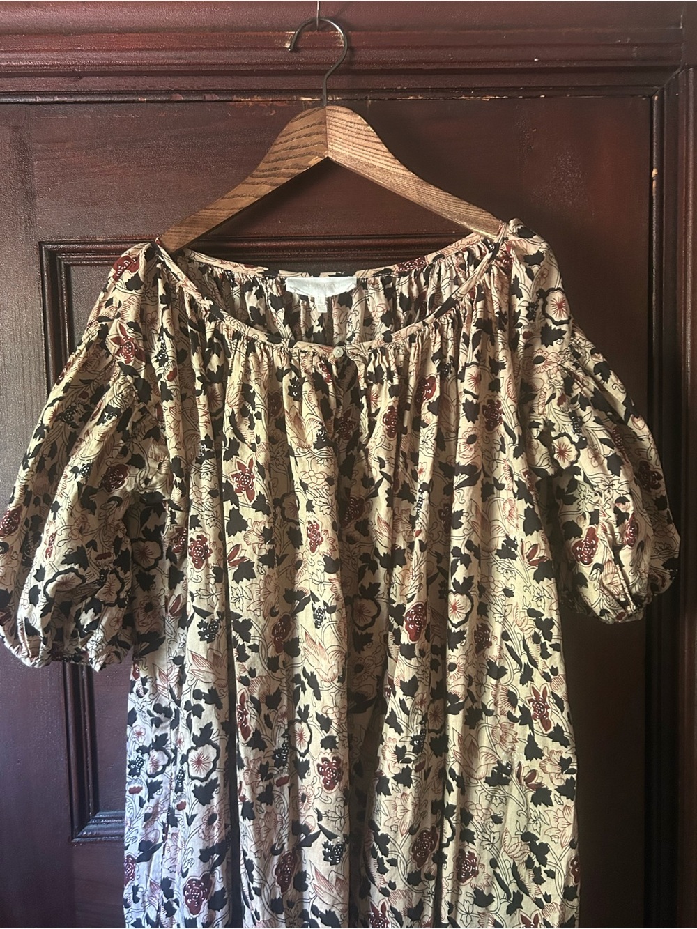 The Great. The Sleep Dress Floral Puff Sleeve Cotton Midi Cottagecore Medium - Picture 3 of 8